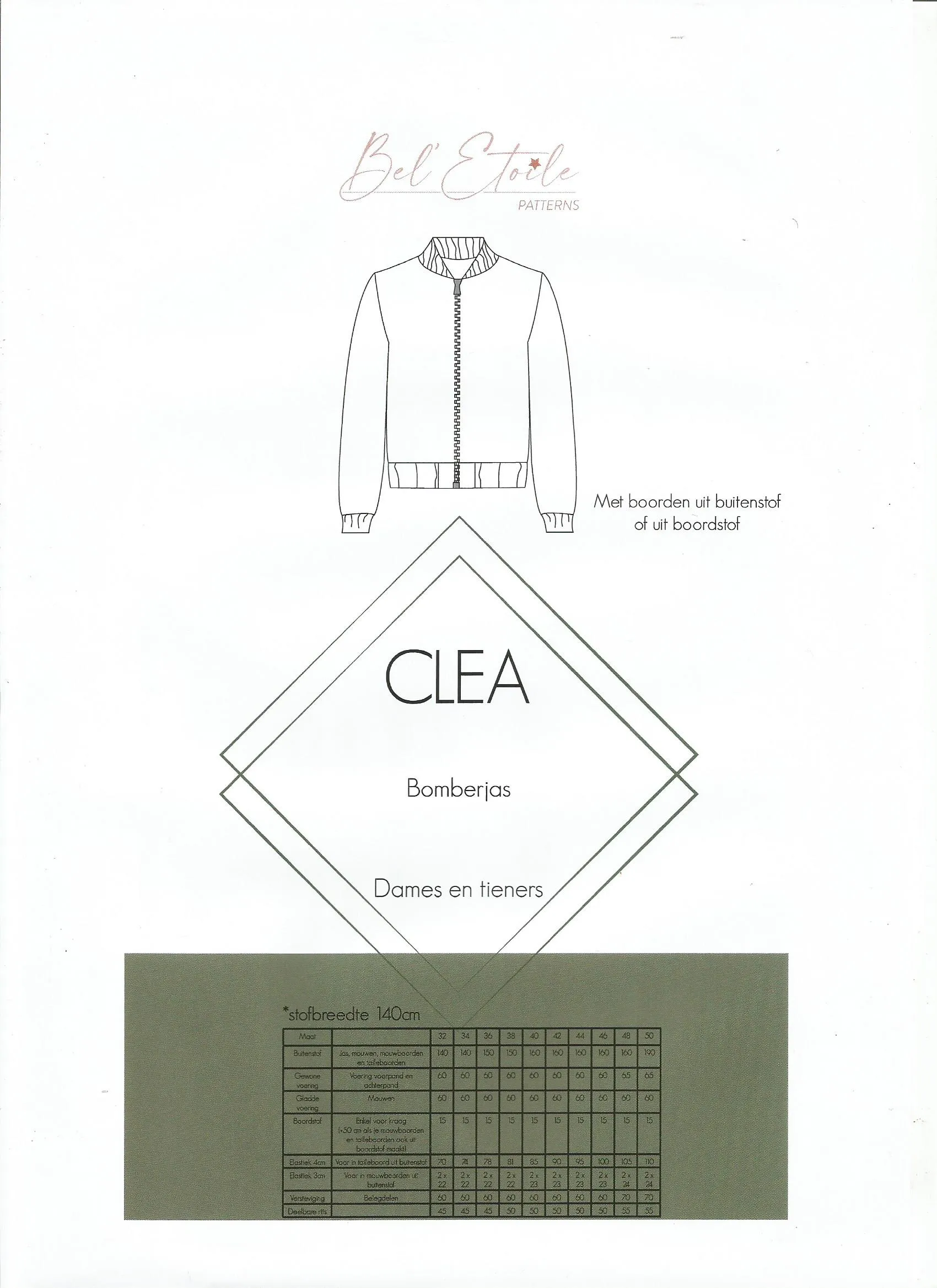 Patroon bomberjas voor dames en tieners - 'Clea' - Bel' Etoile